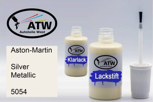 Aston-Martin, Silver Metallic, 5054: 20ml Lackstift + 20ml Klarlack - Set, von ATW Autoteile West.